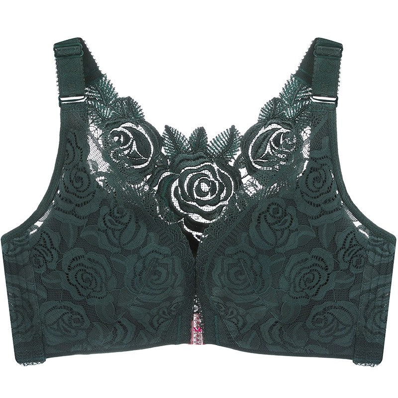 ROSE EMBROIDERY FRONT CLOSURE WIREFREE BRA