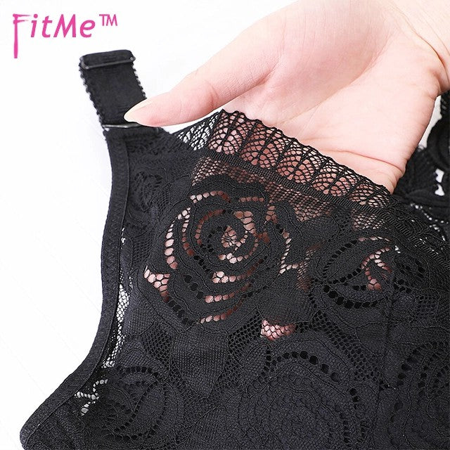 ROSE EMBROIDERY FRONT CLOSURE WIREFREE BRA