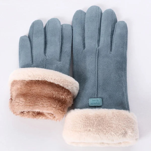 Women Winter Gloves Warm Touch Screen Black Fur Gloves