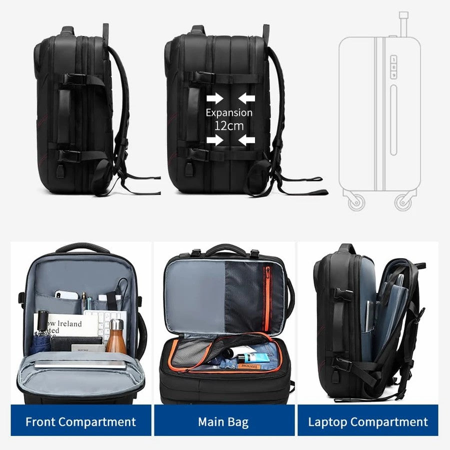 PVC Waterproof USB Charging Male Laptop Casual Travel Bag