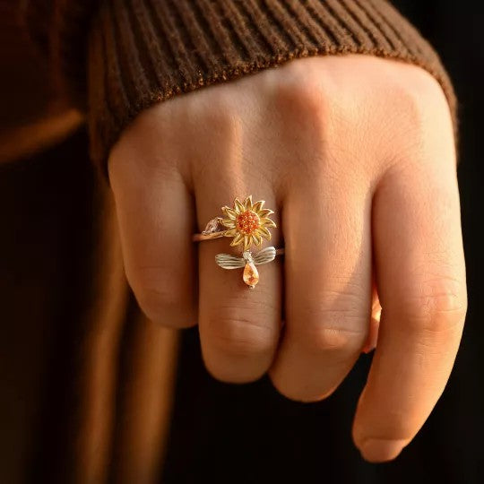 (🌹2022 Mother's Day Promotion 48% OFF)To My Daughter 👧 Sunflower Fidget Ring💕