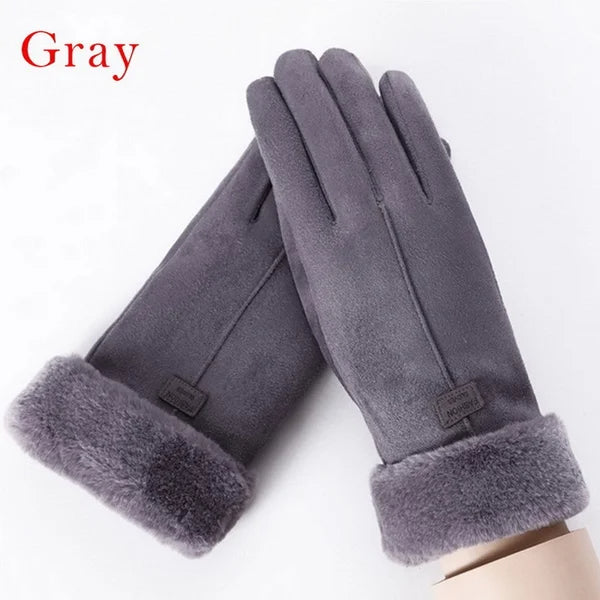 Women Winter Gloves Warm Touch Screen Black Fur Gloves