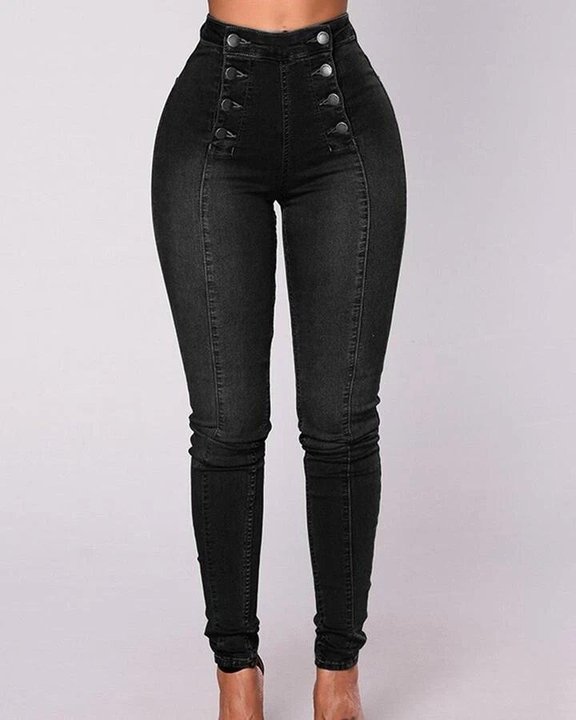 🔥Last day 49% OFF🔥Double Breasted High Waist Skinny Jeans