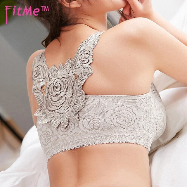 ROSE EMBROIDERY FRONT CLOSURE WIREFREE BRA