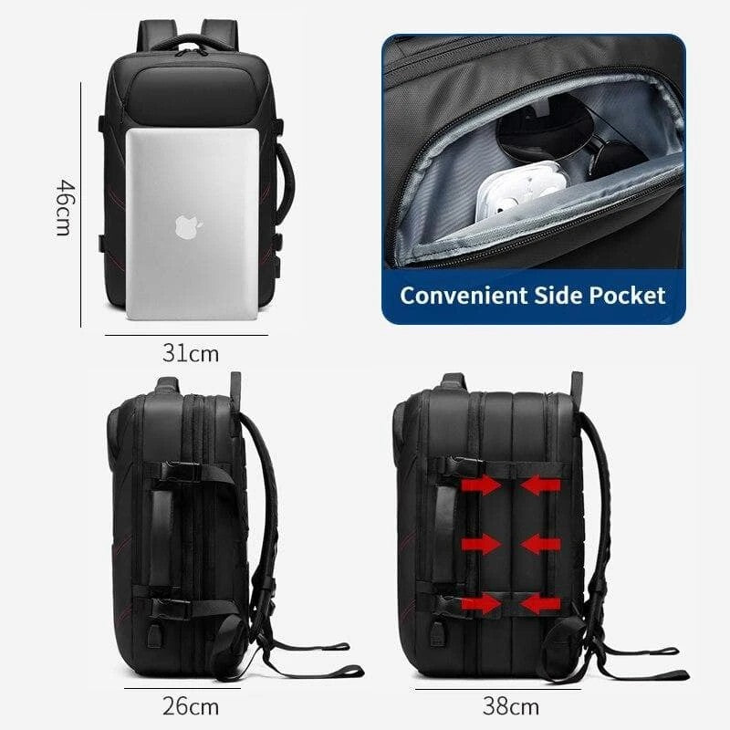 PVC Waterproof USB Charging Male Laptop Casual Travel Bag