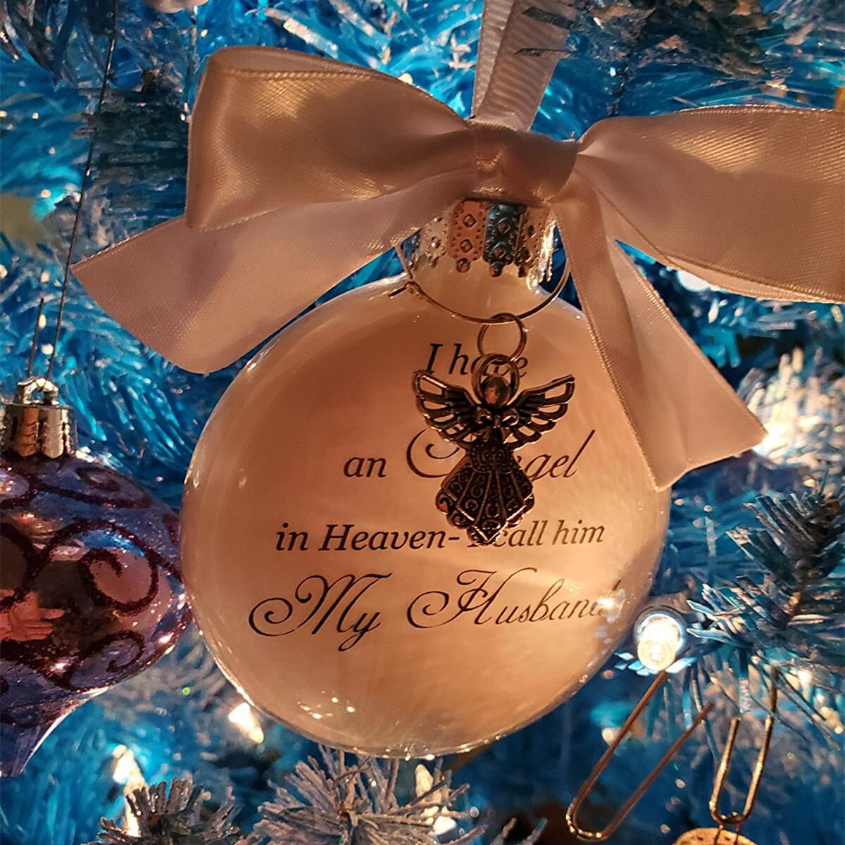 Christmas Ornaments Feather Ball - Angel In Heaven Memorial Ornament