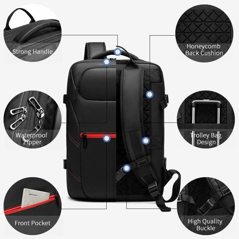 PVC Waterproof USB Charging Male Laptop Casual Travel Bag