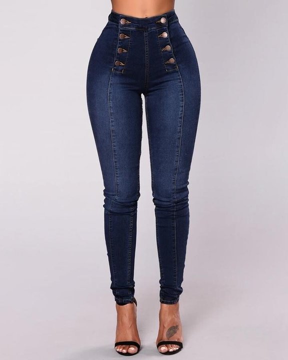 🔥Last day 49% OFF🔥Double Breasted High Waist Skinny Jeans