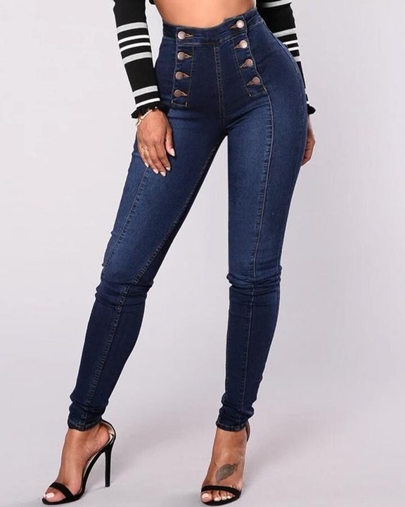 🔥Last day 49% OFF🔥Double Breasted High Waist Skinny Jeans