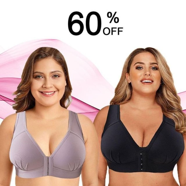 Plus Size Front Closure Elastic Push Up Comfort Bra