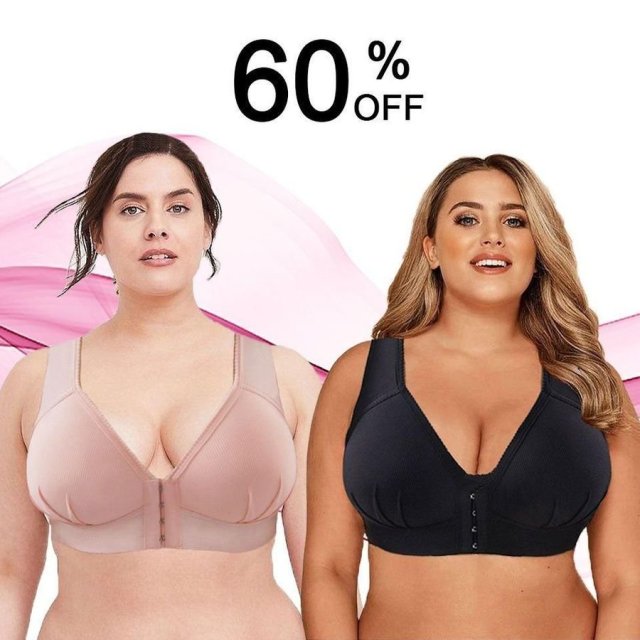 Plus Size Front Closure Elastic Push Up Comfort Bra