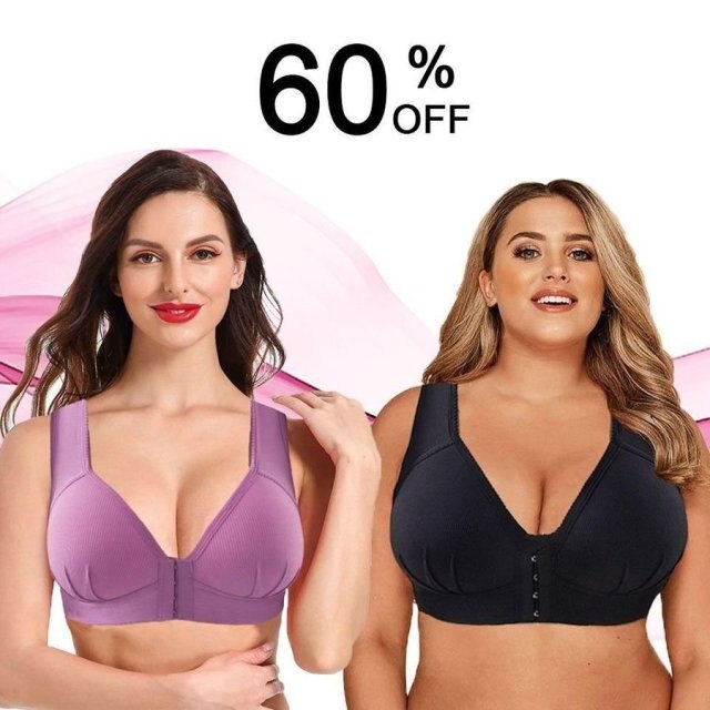 Plus Size Front Closure Elastic Push Up Comfort Bra