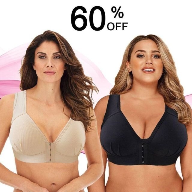 Plus Size Front Closure Elastic Push Up Comfort Bra