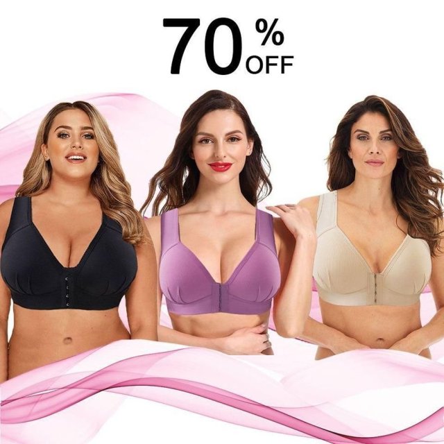 Plus Size Front Closure Elastic Push Up Comfort Bra