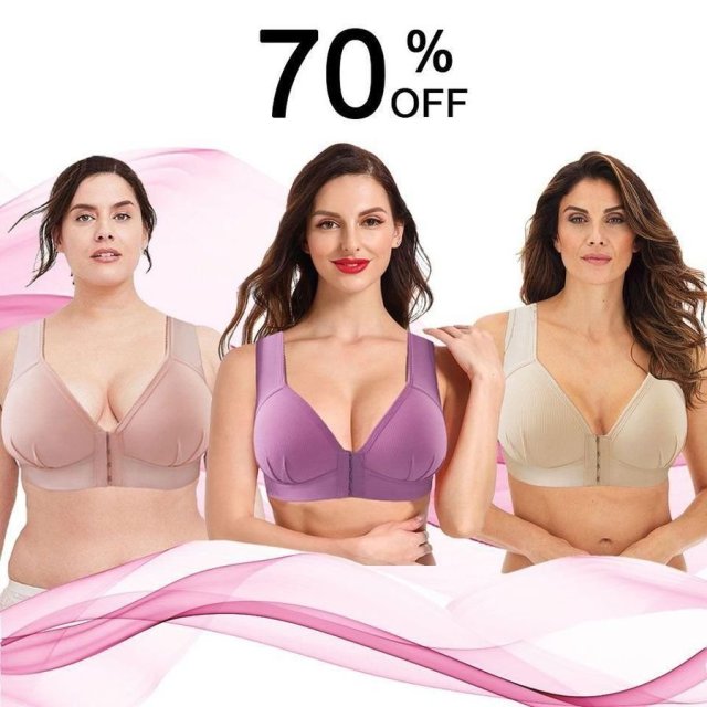 Plus Size Front Closure Elastic Push Up Comfort Bra