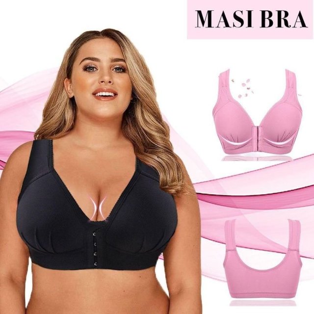 Plus Size Front Closure Elastic Push Up Comfort Bra