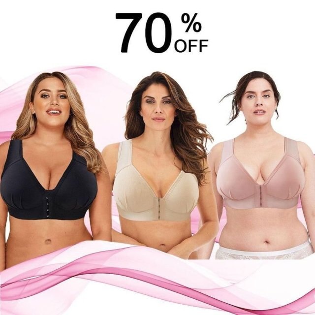 Plus Size Front Closure Elastic Push Up Comfort Bra