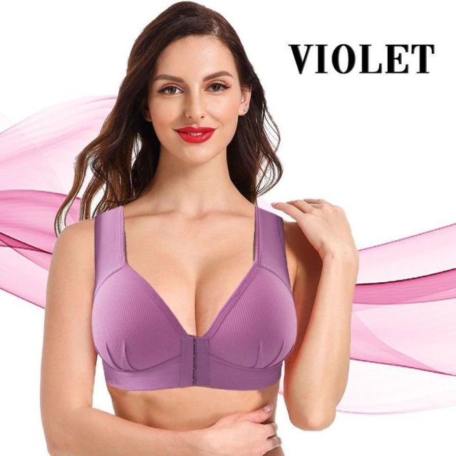 Plus Size Front Closure Elastic Push Up Comfort Bra