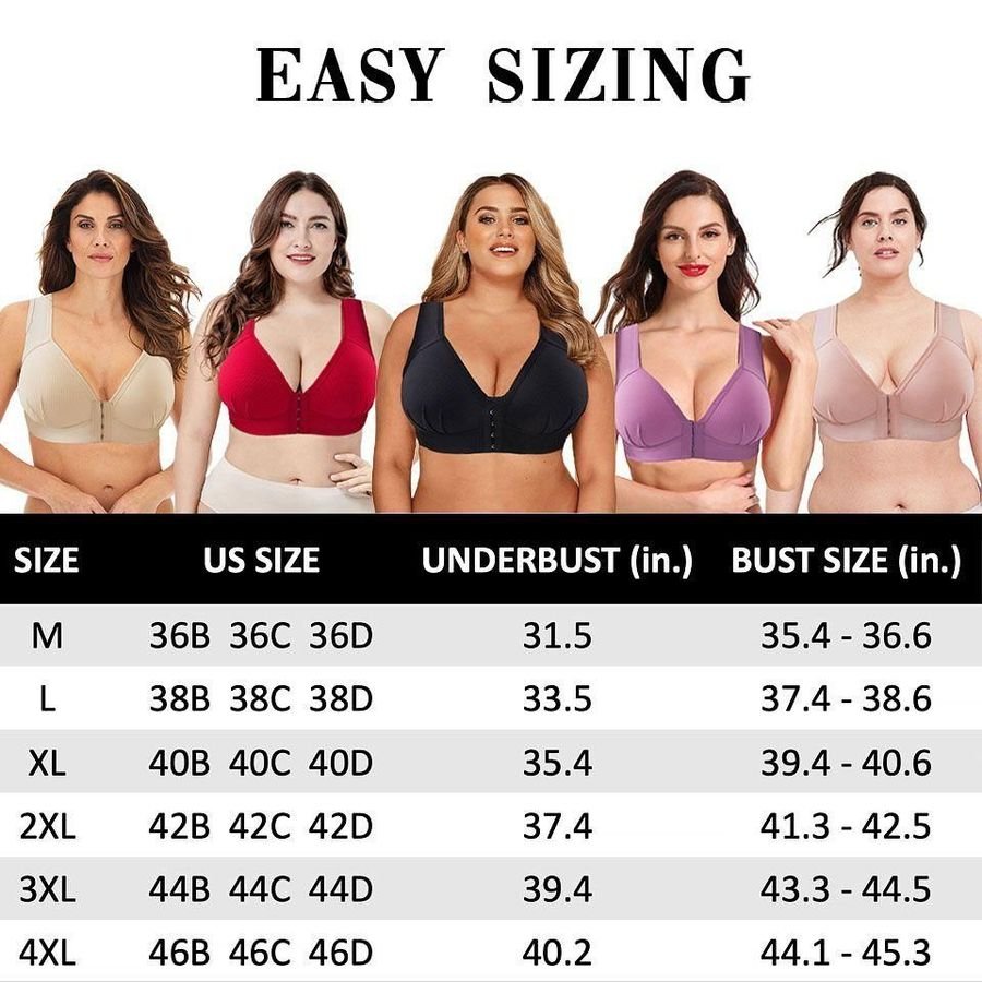 Plus Size Front Closure Elastic Push Up Comfort Bra